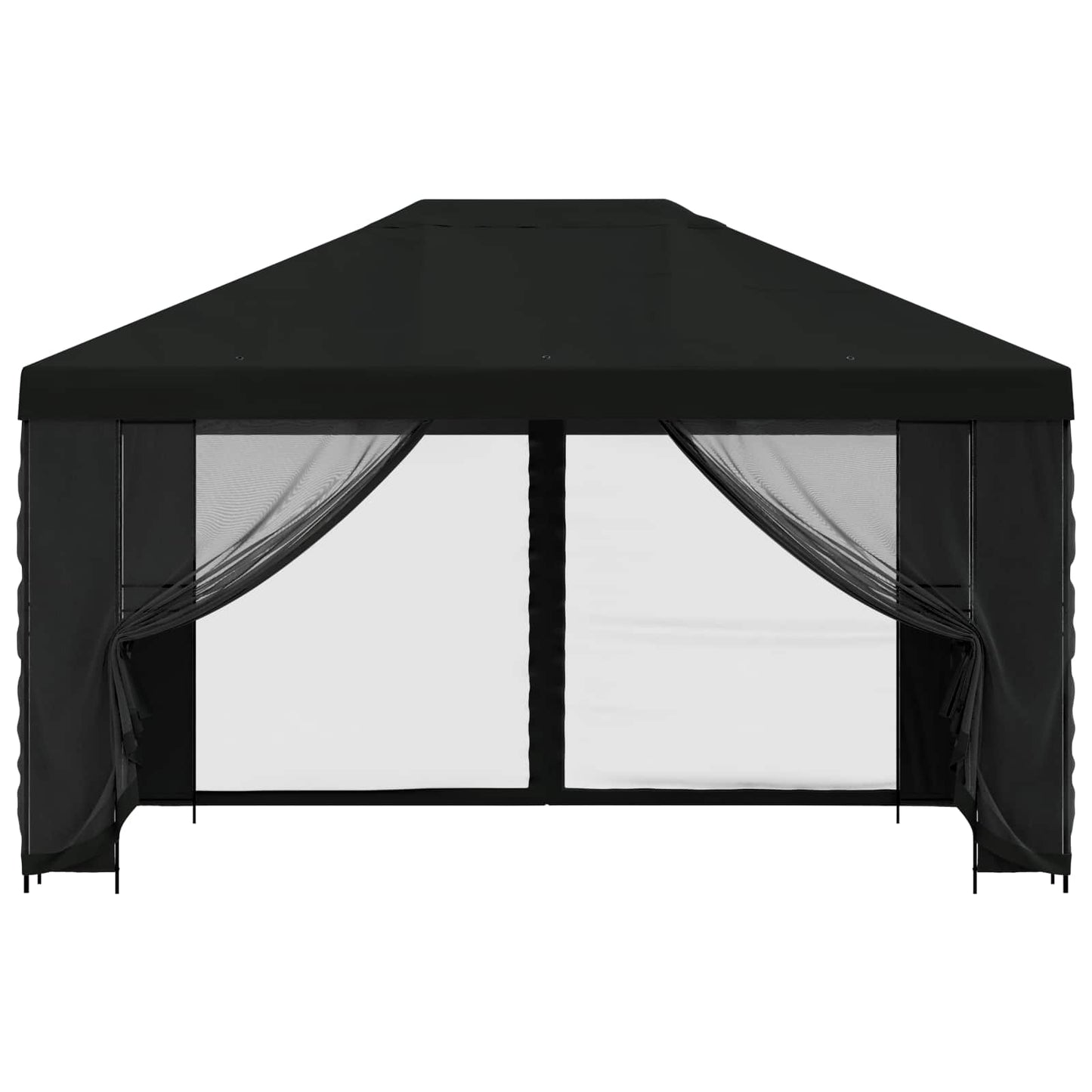 Paviljoen met zijwanden 4 × 3 m Zwart Polyester en staal