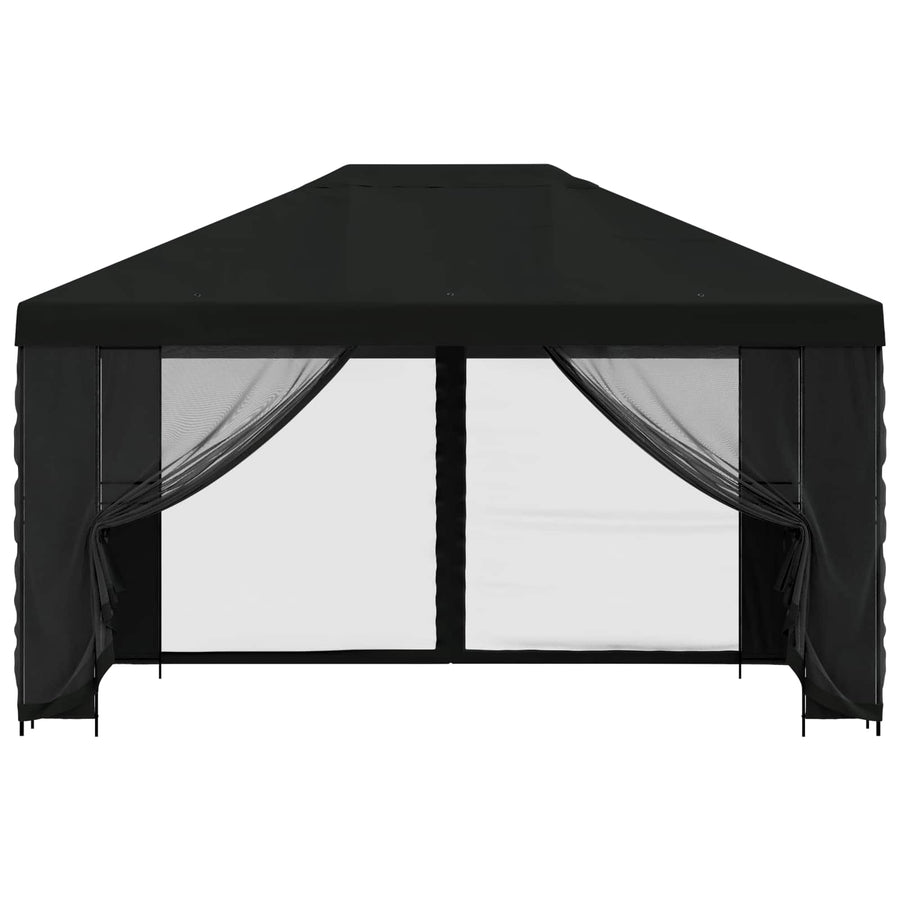 Paviljoen met zijwanden 4 × 3 m Zwart Polyester en staal