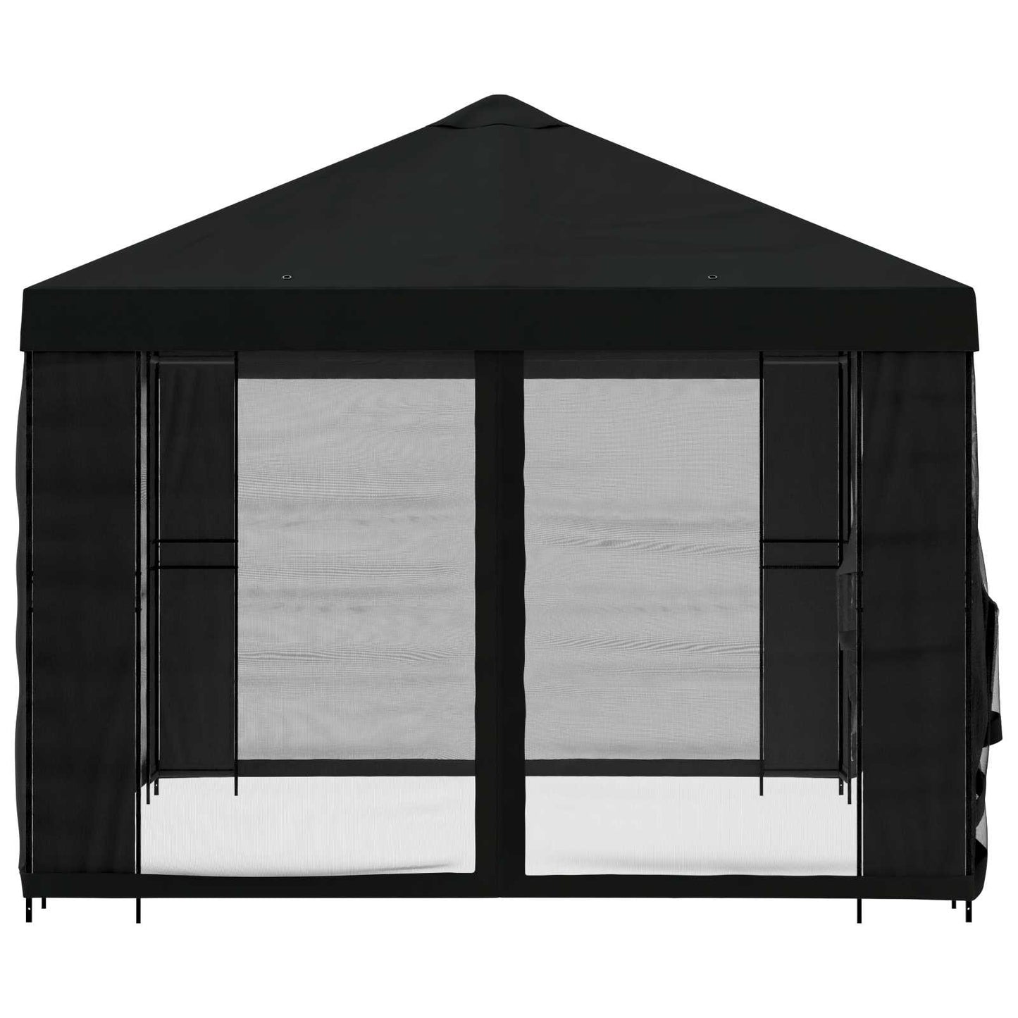 Paviljoen met zijwanden 4 × 3 m Zwart Polyester en staal