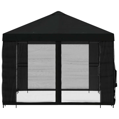Paviljoen met zijwanden 4 × 3 m Zwart Polyester en staal