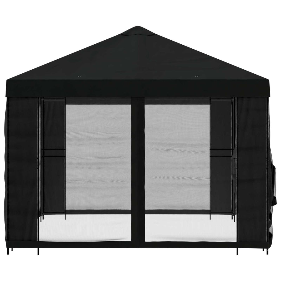 Paviljoen met zijwanden 4 × 3 m Zwart Polyester en staal