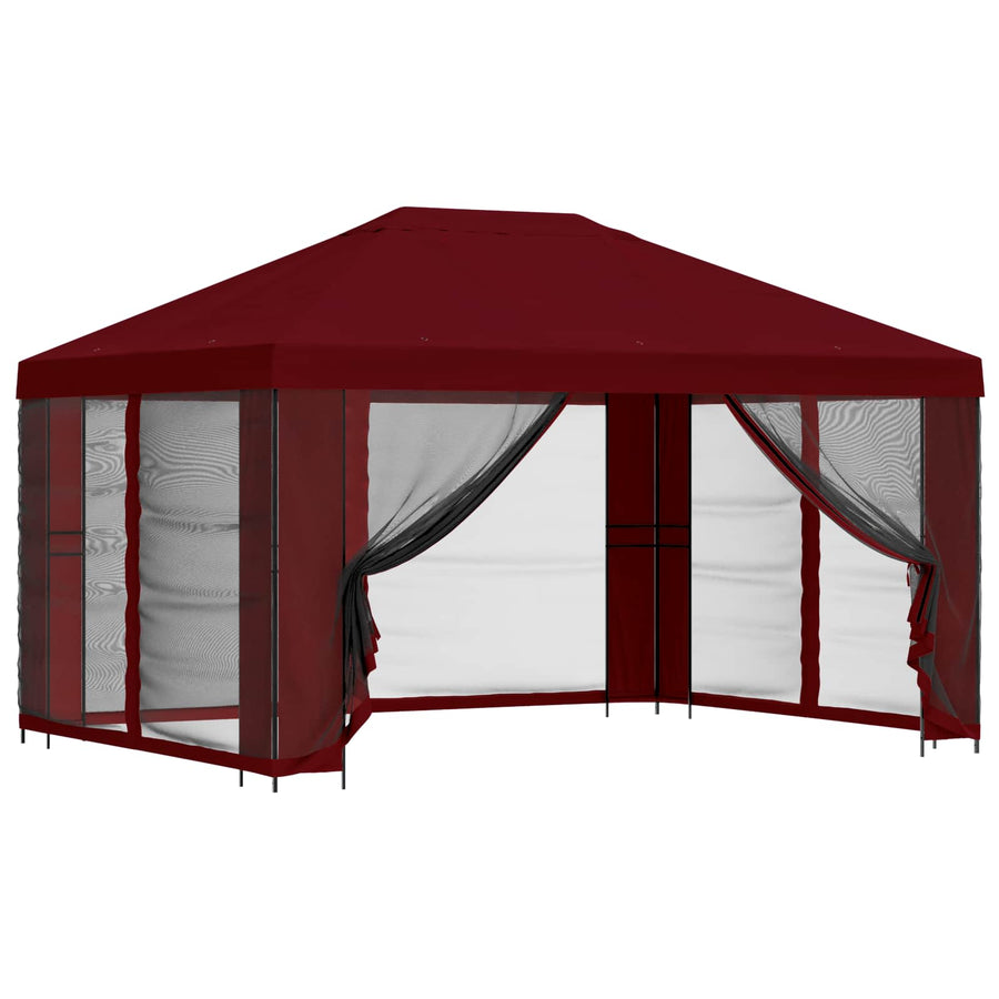 Tuin Gazebo met Zijwanden 4 × 3 m Bordeauxrood