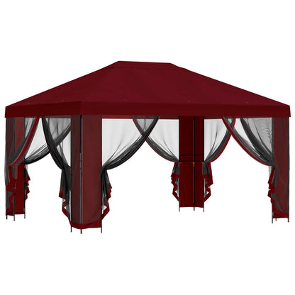 Tuin Gazebo met Zijwanden 4 × 3 m Bordeauxrood