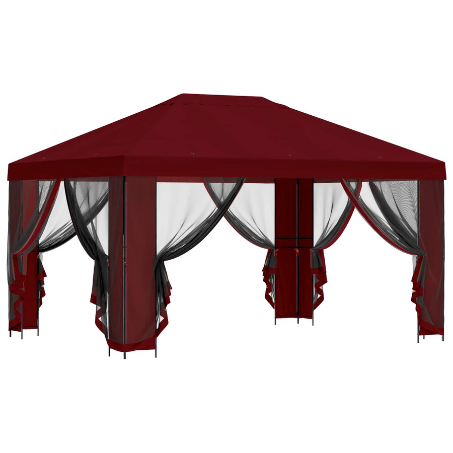 Tuin Gazebo met Zijwanden 4 × 3 m Bordeauxrood