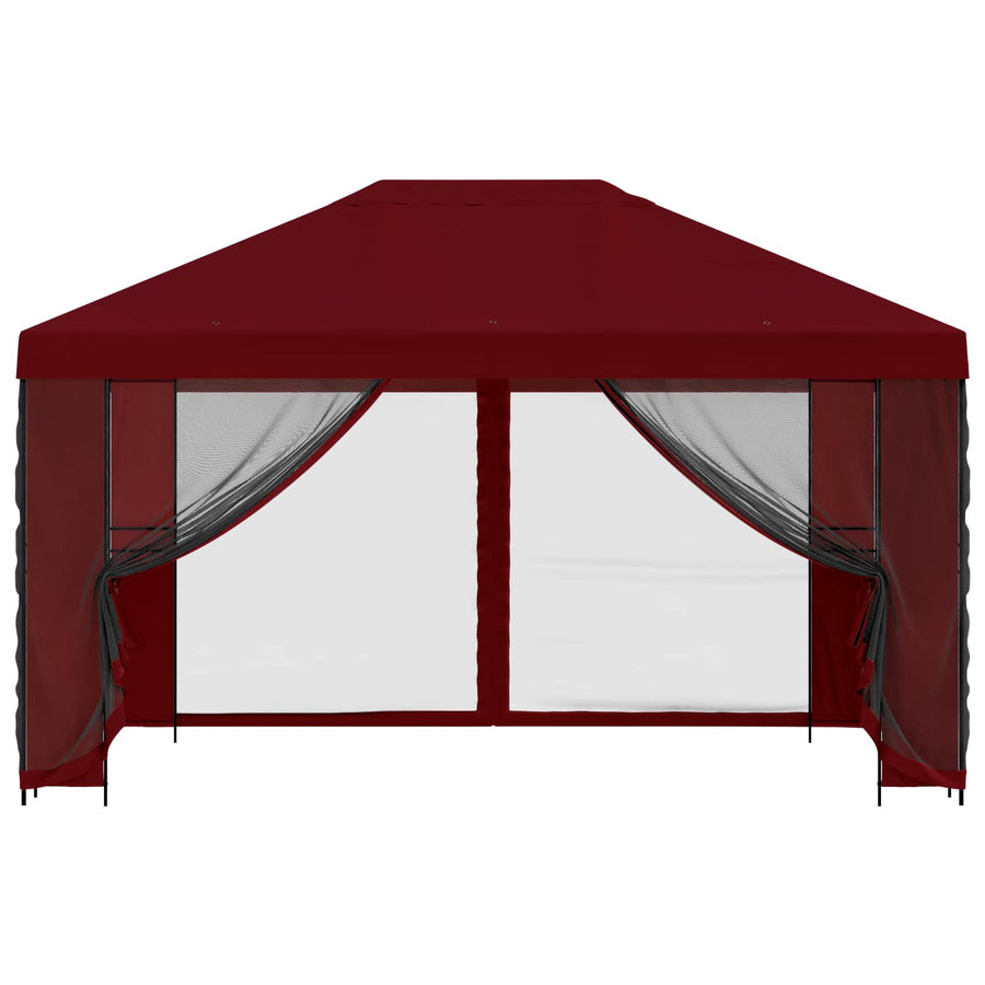 Tuin Gazebo met Zijwanden 4 × 3 m Bordeauxrood