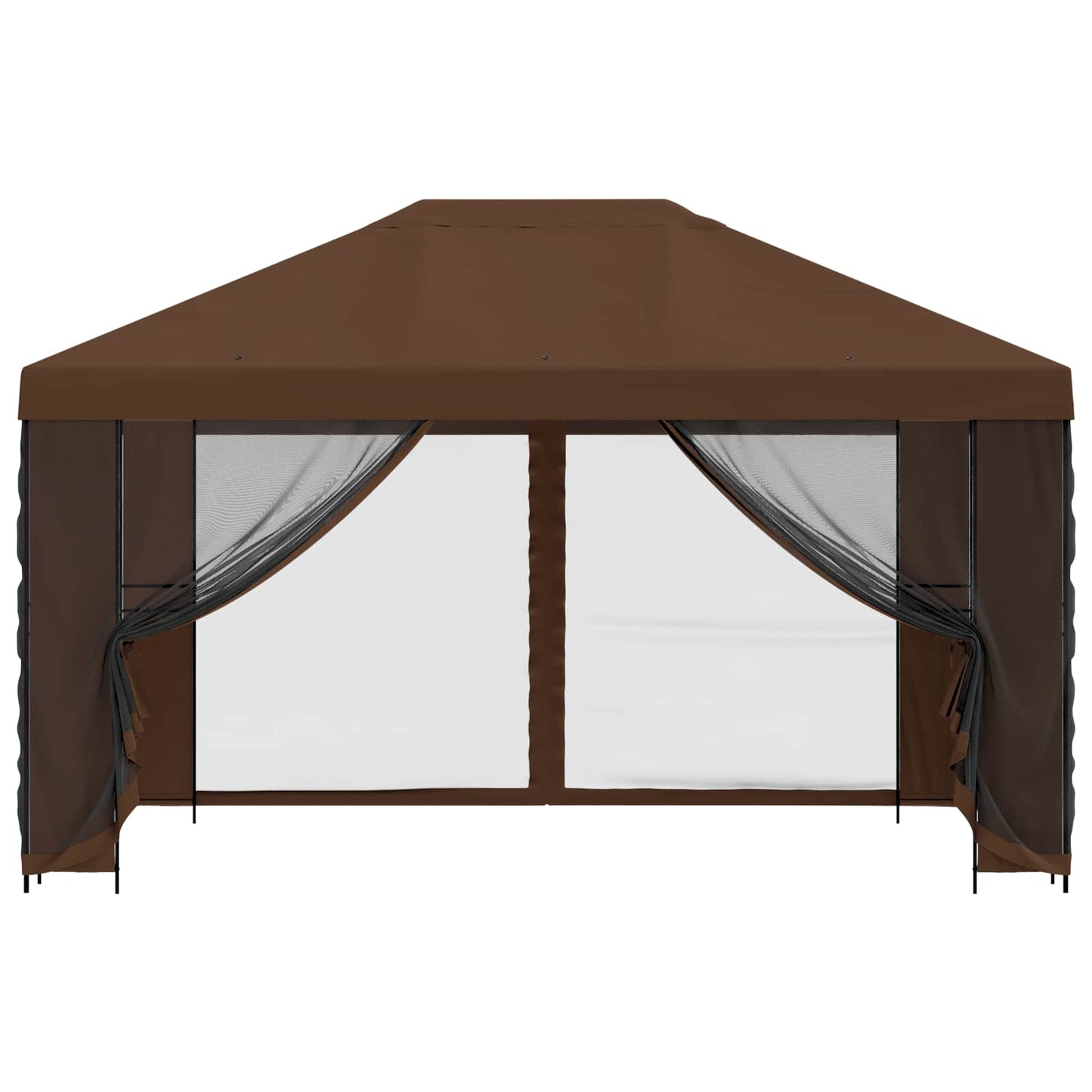 Tuin Gazebo met Zijwanden 4 × 3 m Bruin Polyester en staal 190