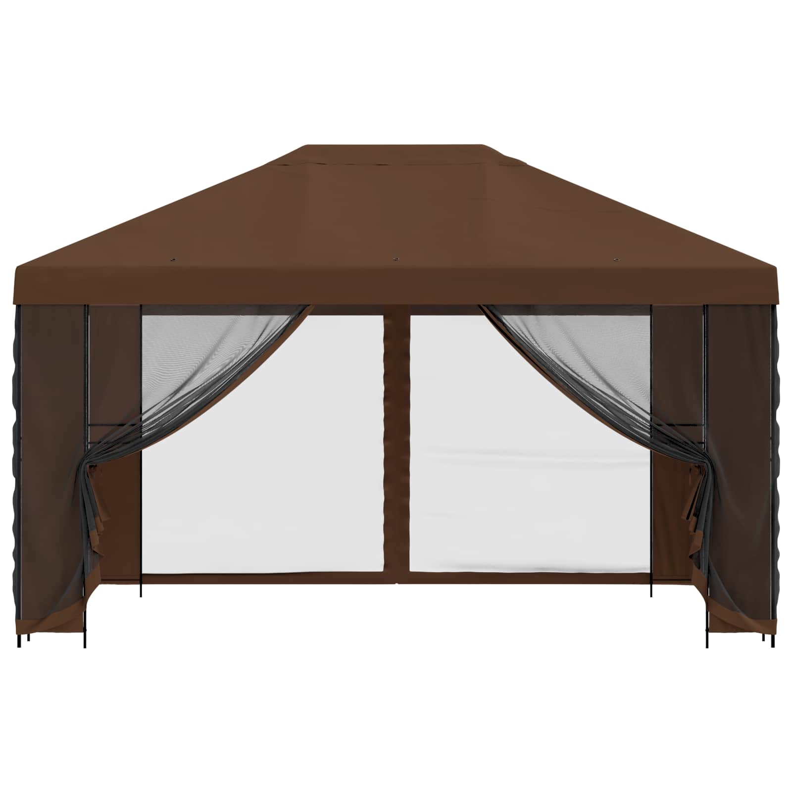 Tuin Gazebo met Zijwanden 4 × 3 m Bruin Polyester en staal 190