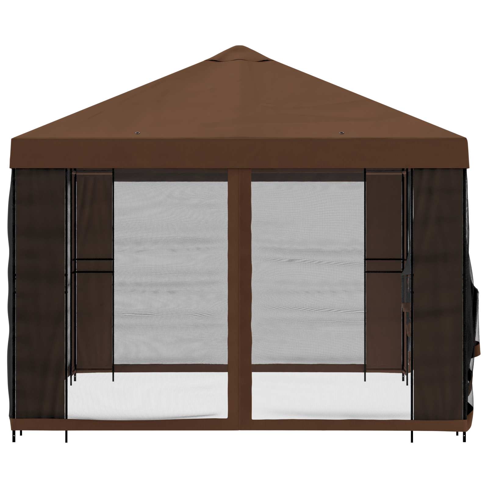 Tuin Gazebo met Zijwanden 4 × 3 m Bruin Polyester en staal 190