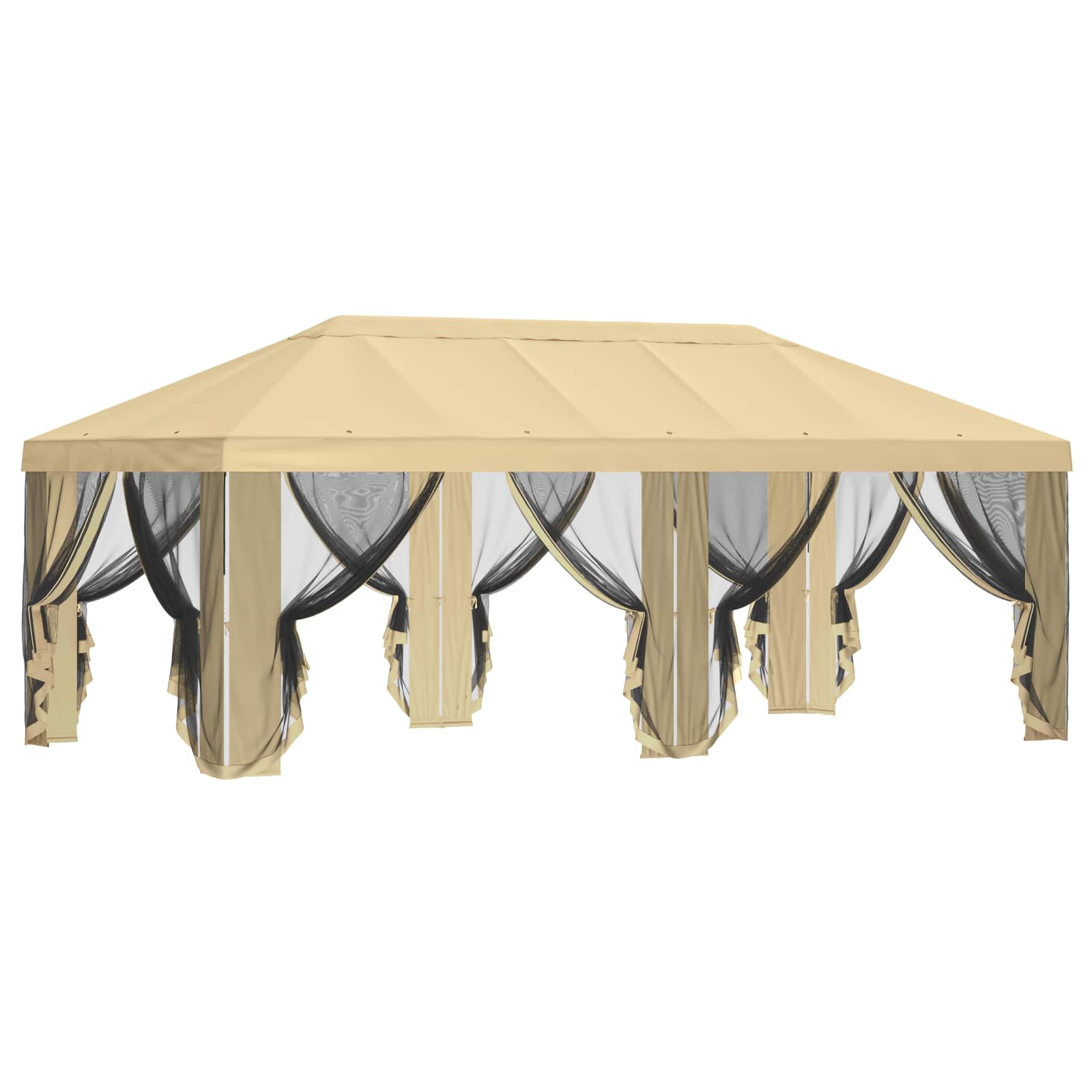 Gazebo Hoes met Zijwanden 6 x 3 m Crèmekleurig Polyester 190