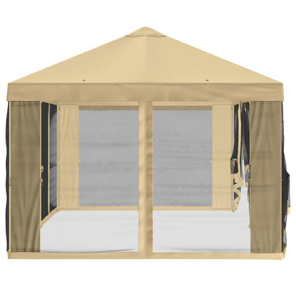 Gazebo Hoes met Zijwanden 6 x 3 m Crèmekleurig Polyester 190