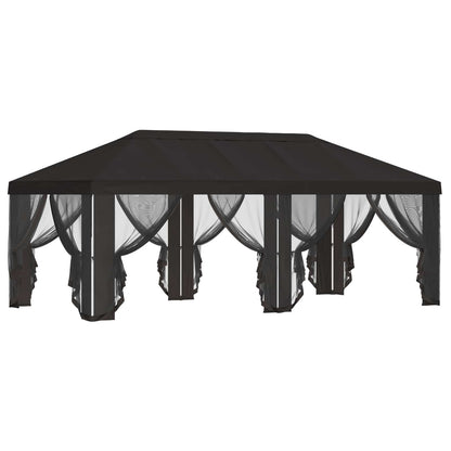 Gazebo Hoes met Zijwanden 6 x 3 m Antracietkleurig Polyester