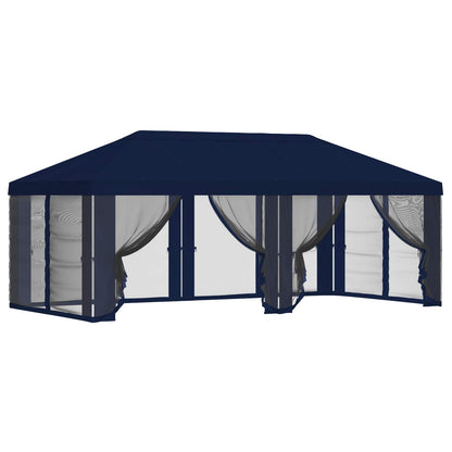 Gazebo Hoes met Zijwanden 6 x 3 m Blauw Polyester 190
