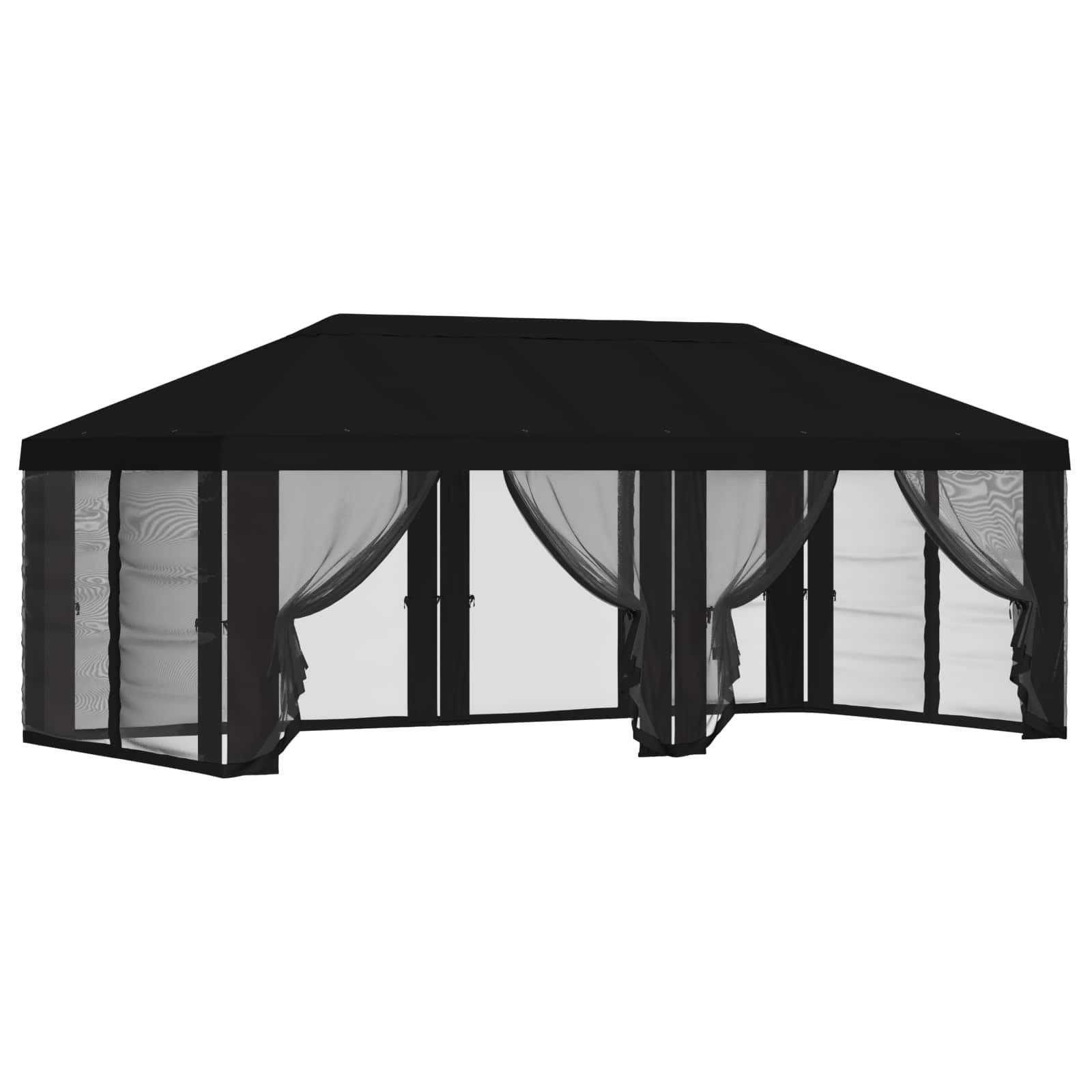Gazebo Hoes met Zijwanden 6 x 3 m Zwart Polyester 190