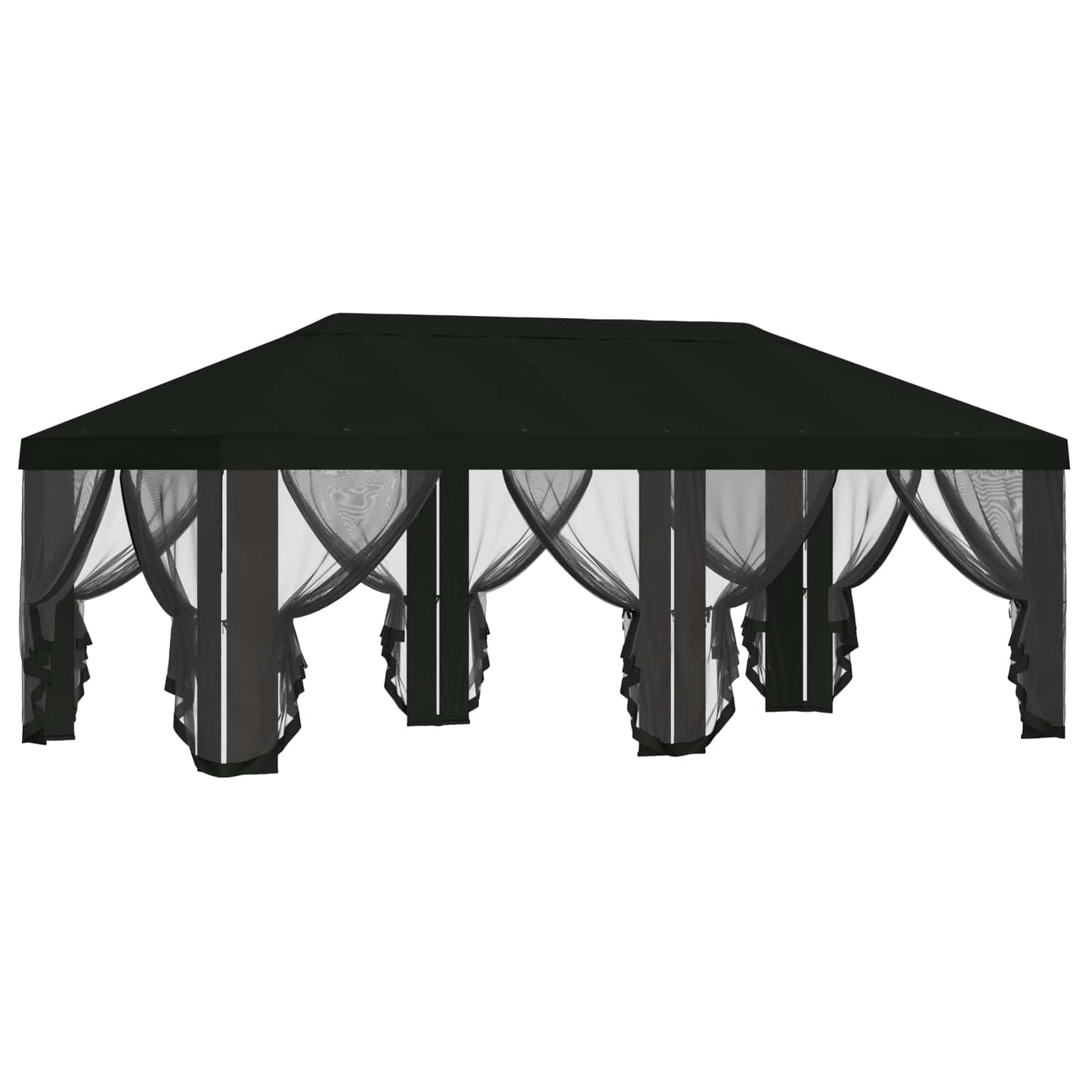Gazebo Hoes met Zijwanden 6 x 3 m Zwart Polyester 190