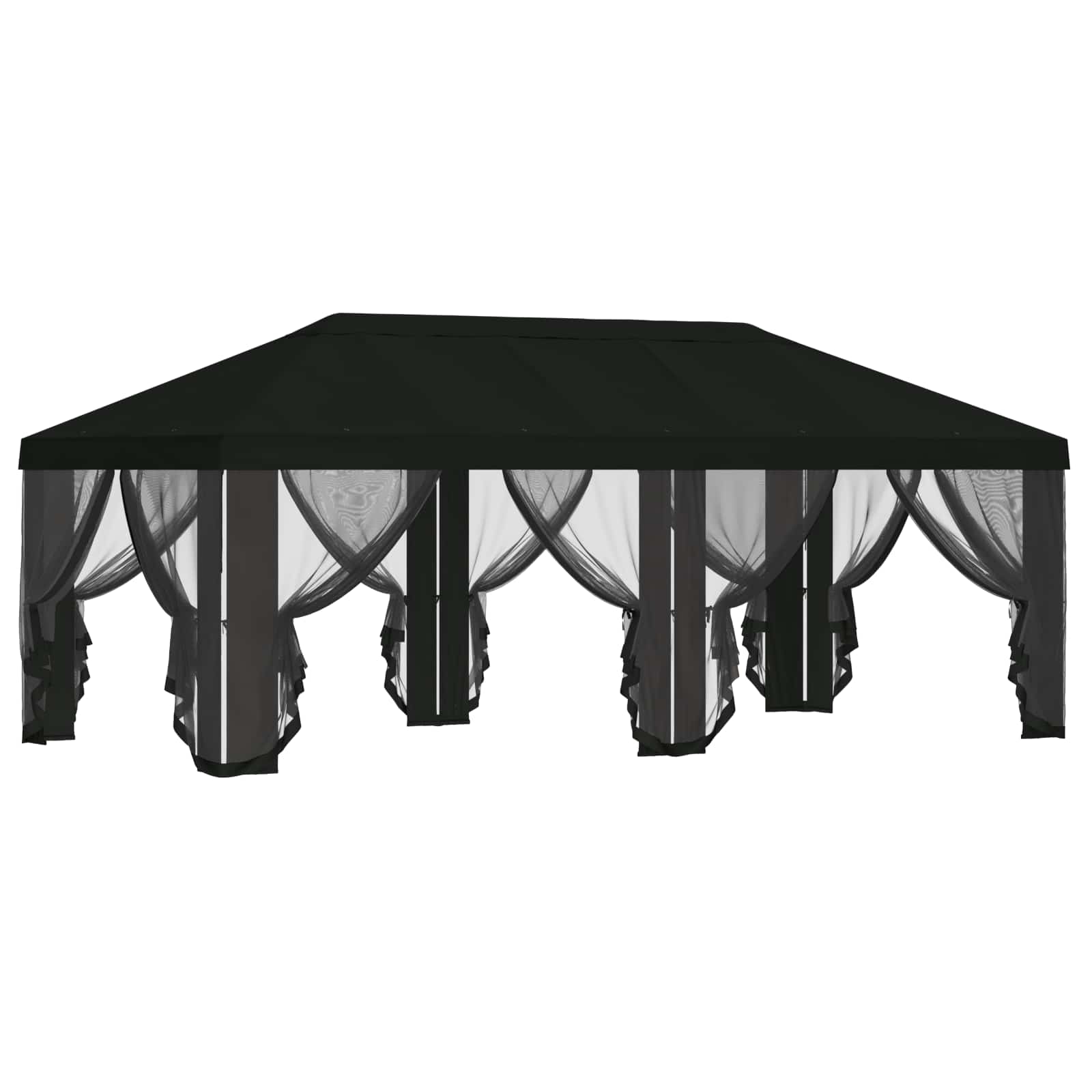 Gazebo Hoes met Zijwanden 6 x 3 m Zwart Polyester 190
