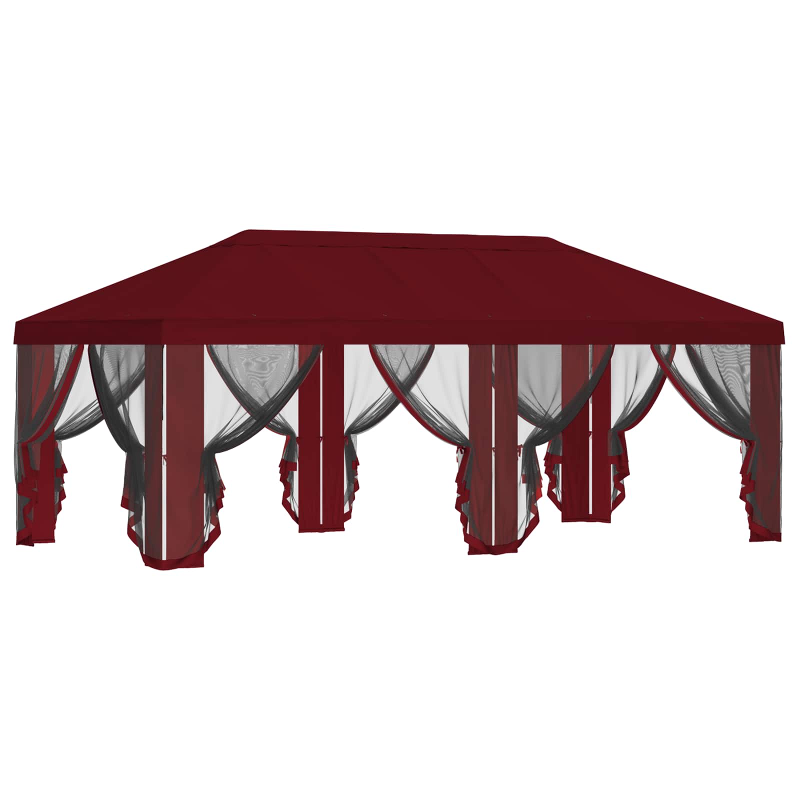 Gazebo Hoes met Zijwanden 6 x 3 m Bordeauxrood Polyester 190