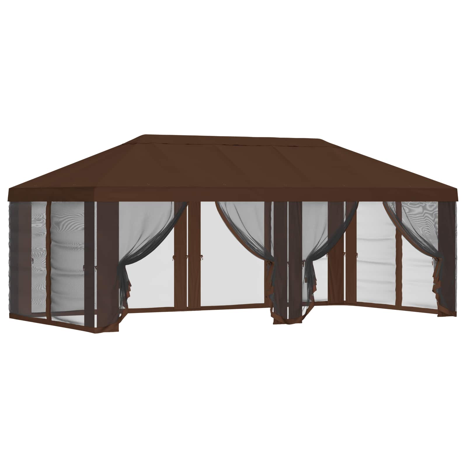 Gazebo Hoes met Zijwanden 6 x 3 m Bruin Polyester 190