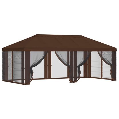 Gazebo Hoes met Zijwanden 6 x 3 m Bruin Polyester 190