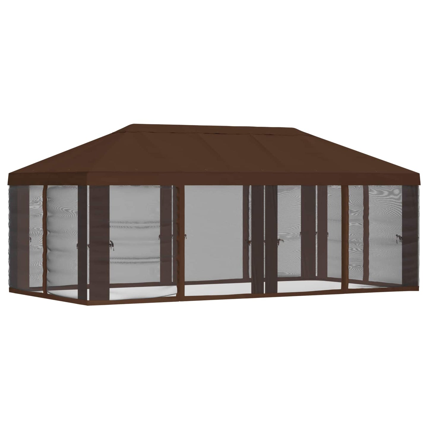 Gazebo Hoes met Zijwanden 6 x 3 m Bruin Polyester 190