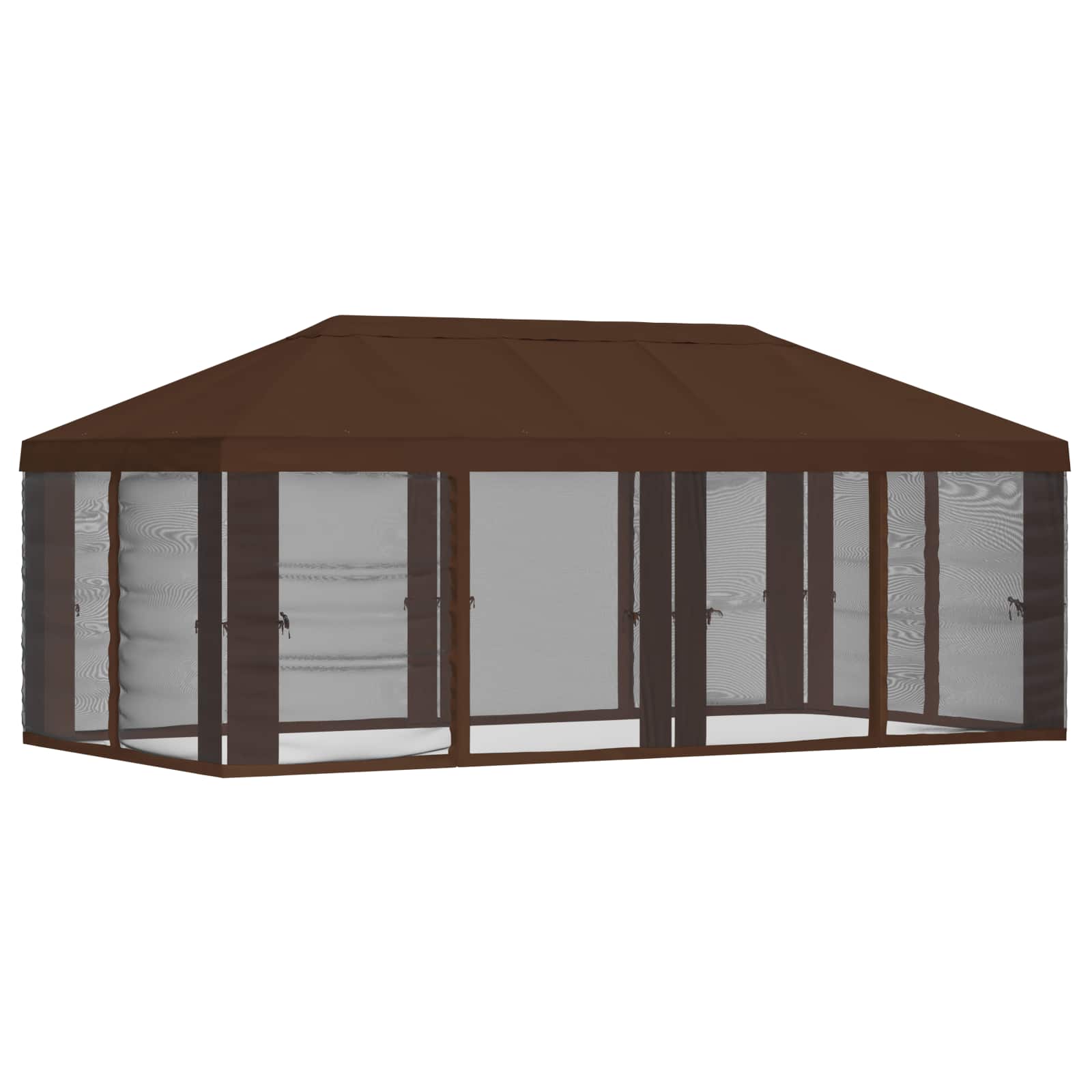 Gazebo Hoes met Zijwanden 6 x 3 m Bruin Polyester 190