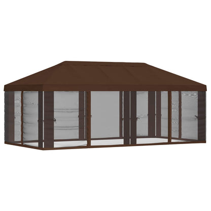 Gazebo Hoes met Zijwanden 6 x 3 m Bruin Polyester 190
