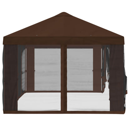Gazebo Hoes met Zijwanden 6 x 3 m Bruin Polyester 190