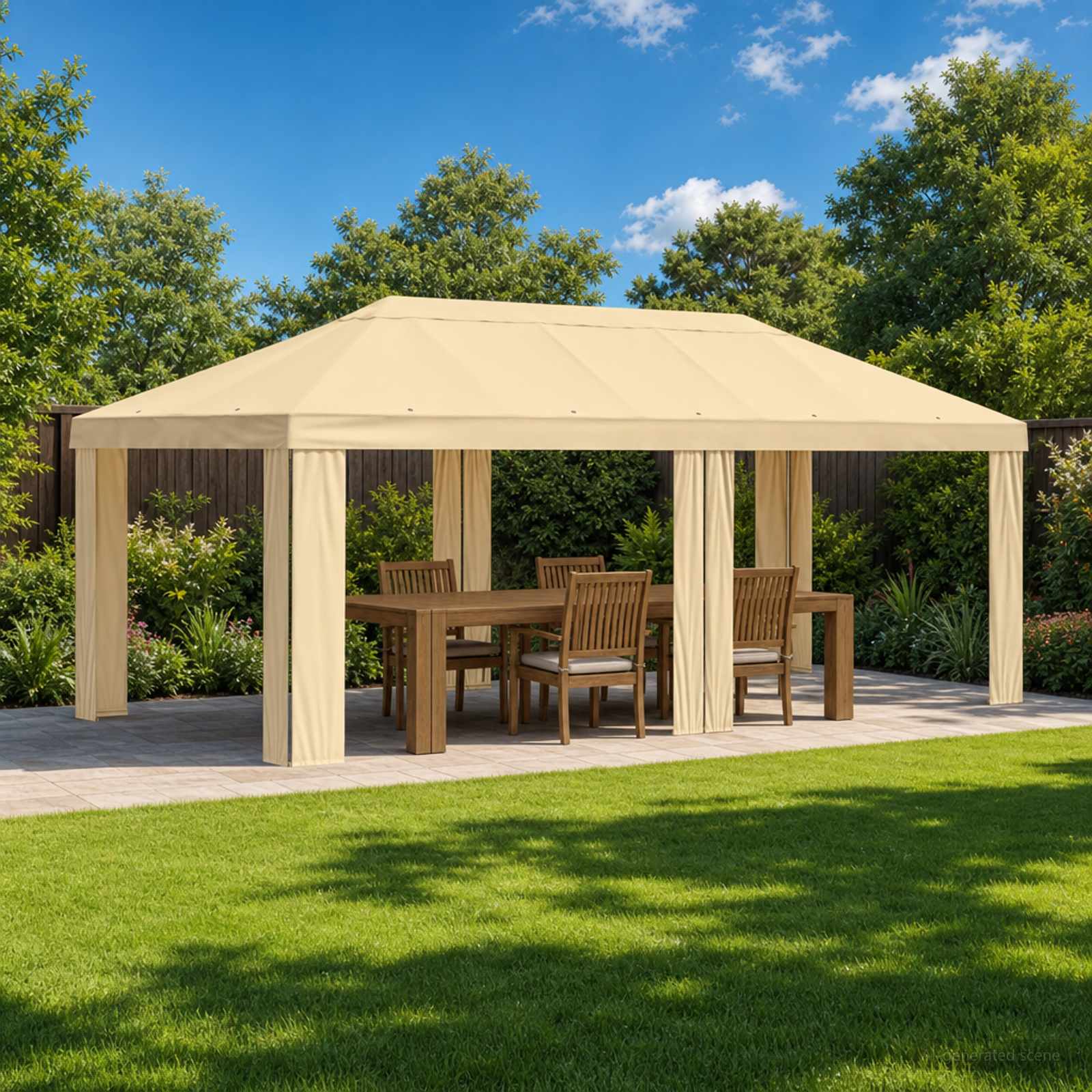 Paviljoenhoes 6 x 3 m Crèmekleurig Polyester 190 gsm