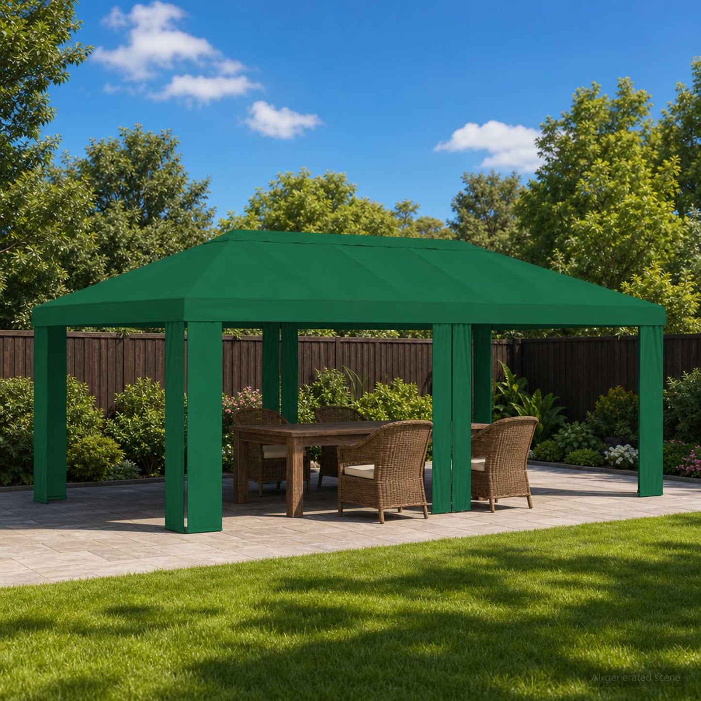 Paviljoenhoes 6 x 3 m Groen Polyester 190 gsm