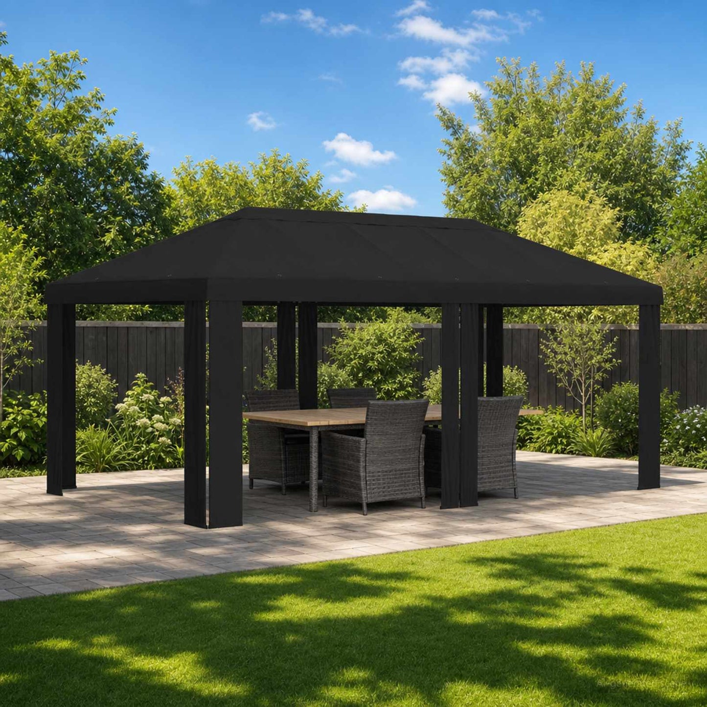 Paviljoenhoes 6 x 3 m Zwart Polyester 190 gsm