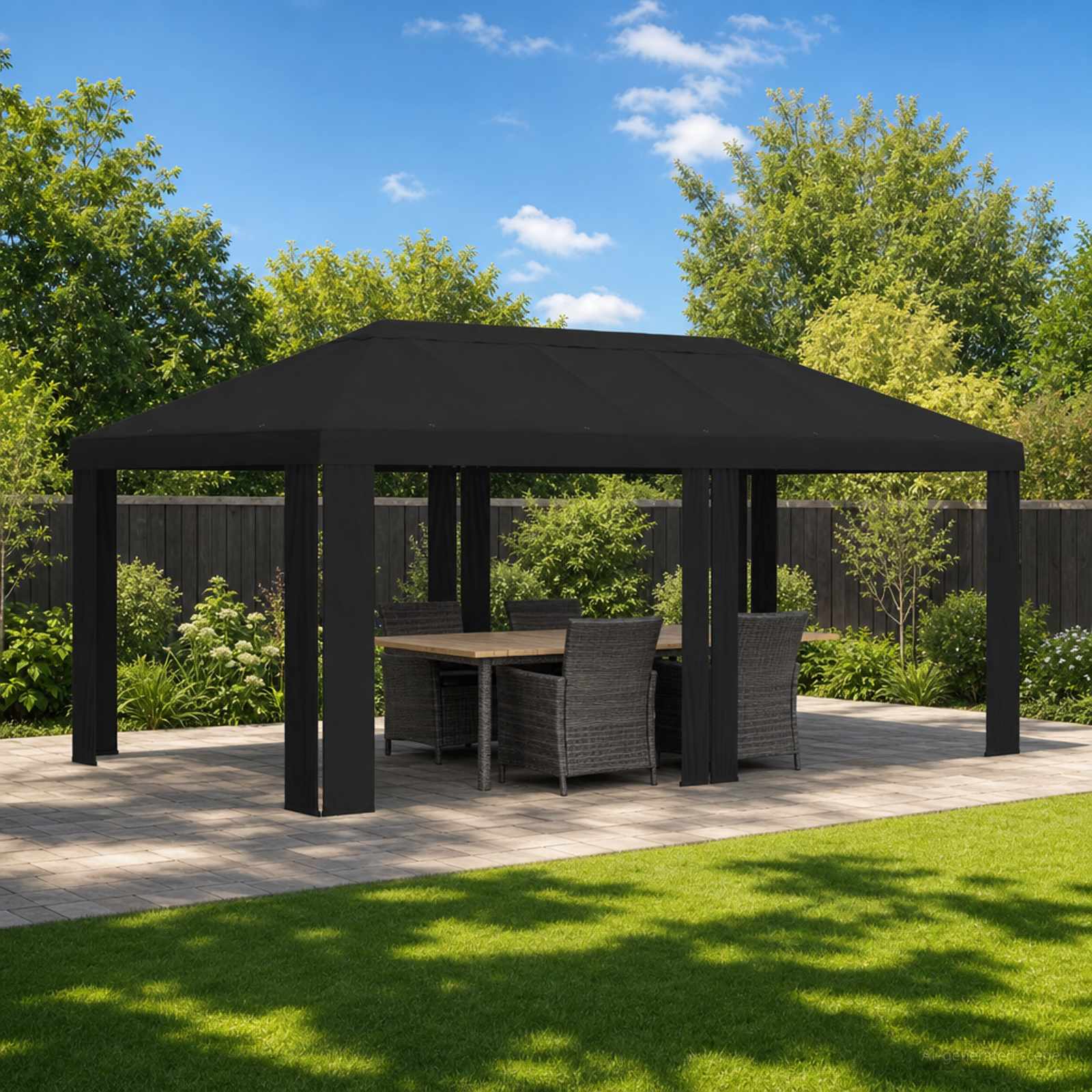 Paviljoenhoes 6 x 3 m Zwart Polyester 190 gsm