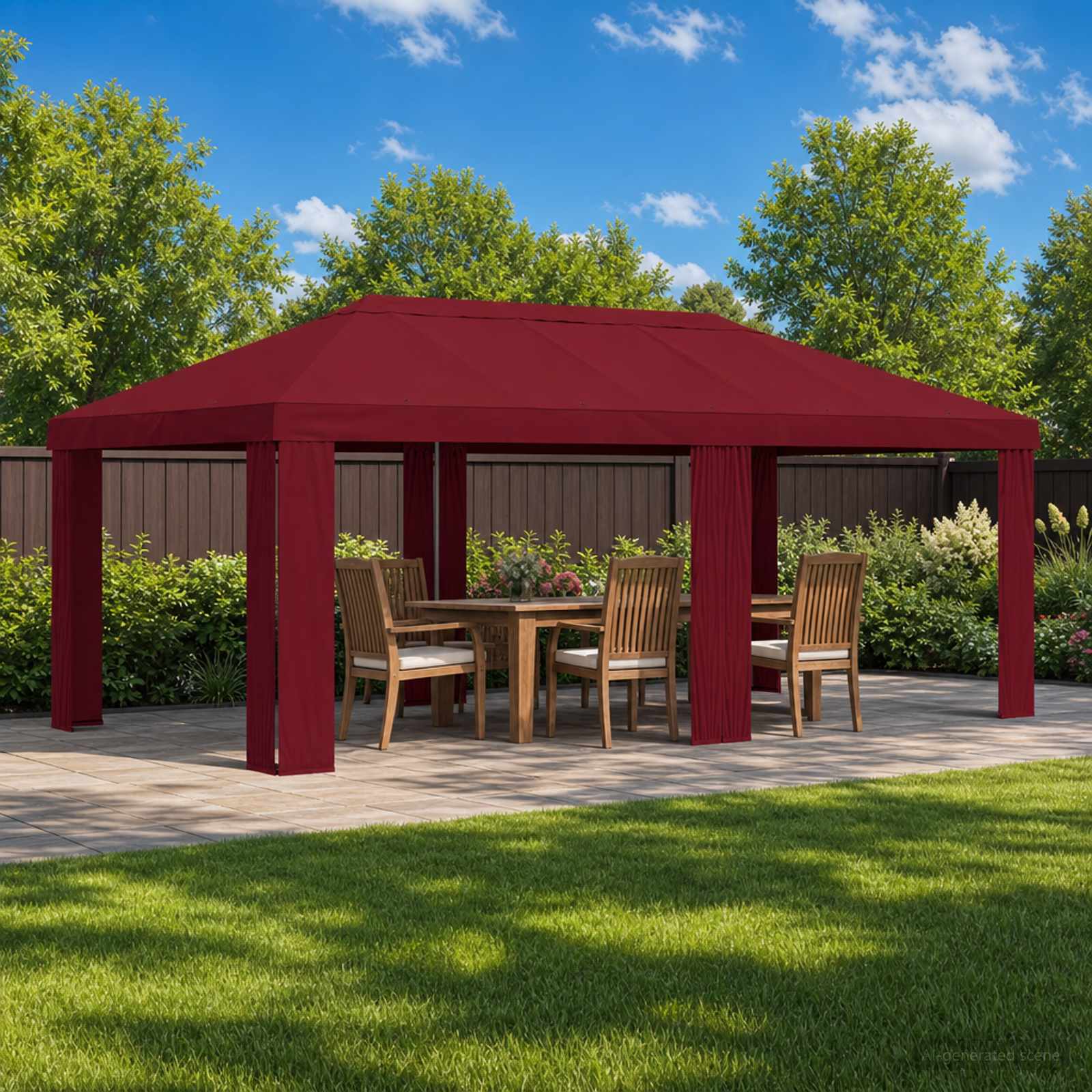Paviljoenhoes 6 x 3 m Bordeauxrood Polyester 190 gsm