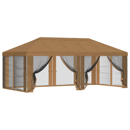 Gazebo Hoes met Zijwanden Beige 600,5 x 300,5 cm Polyester