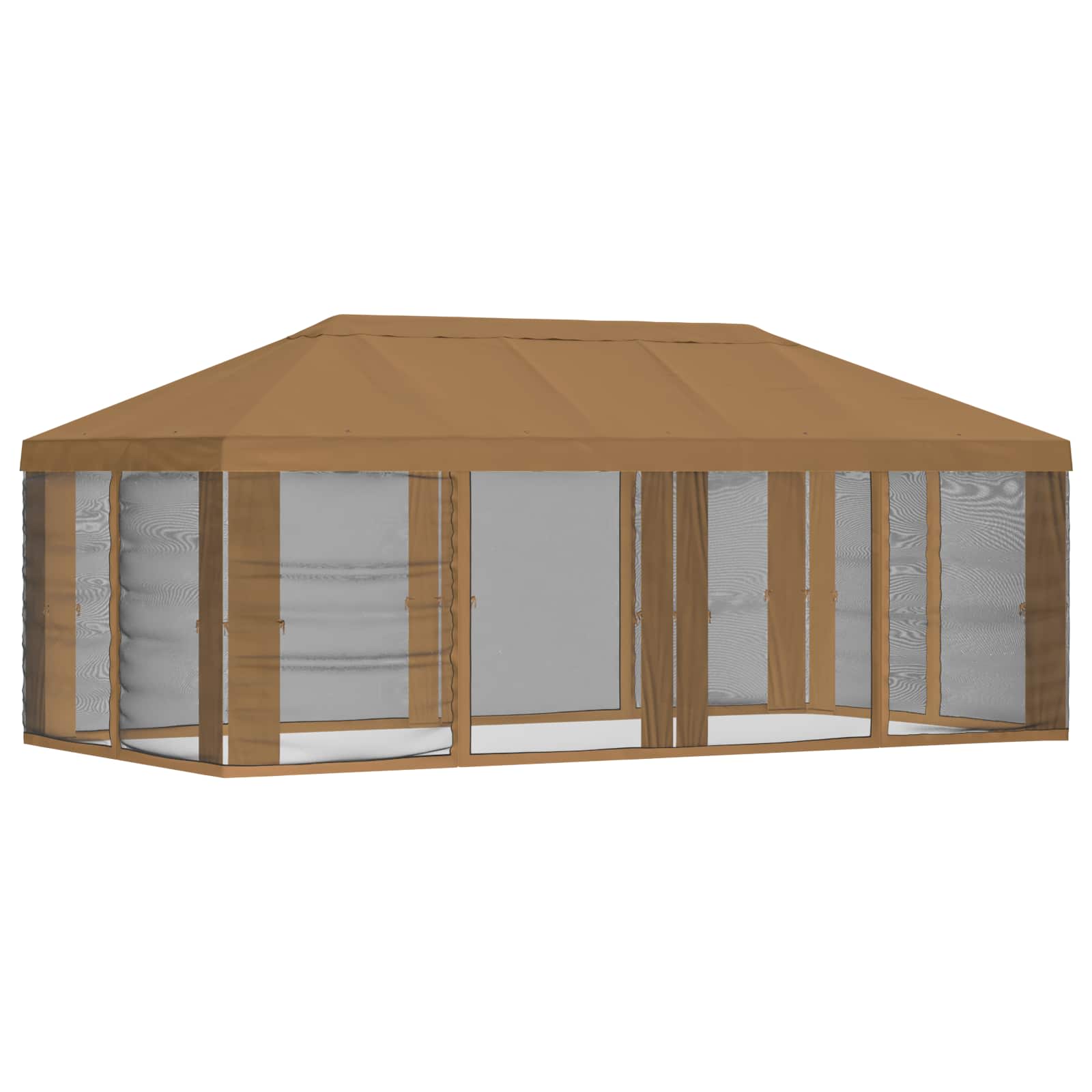 Gazebo Hoes met Zijwanden Beige 600,5 x 300,5 cm Polyester