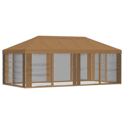 Gazebo Hoes met Zijwanden Beige 600,5 x 300,5 cm Polyester