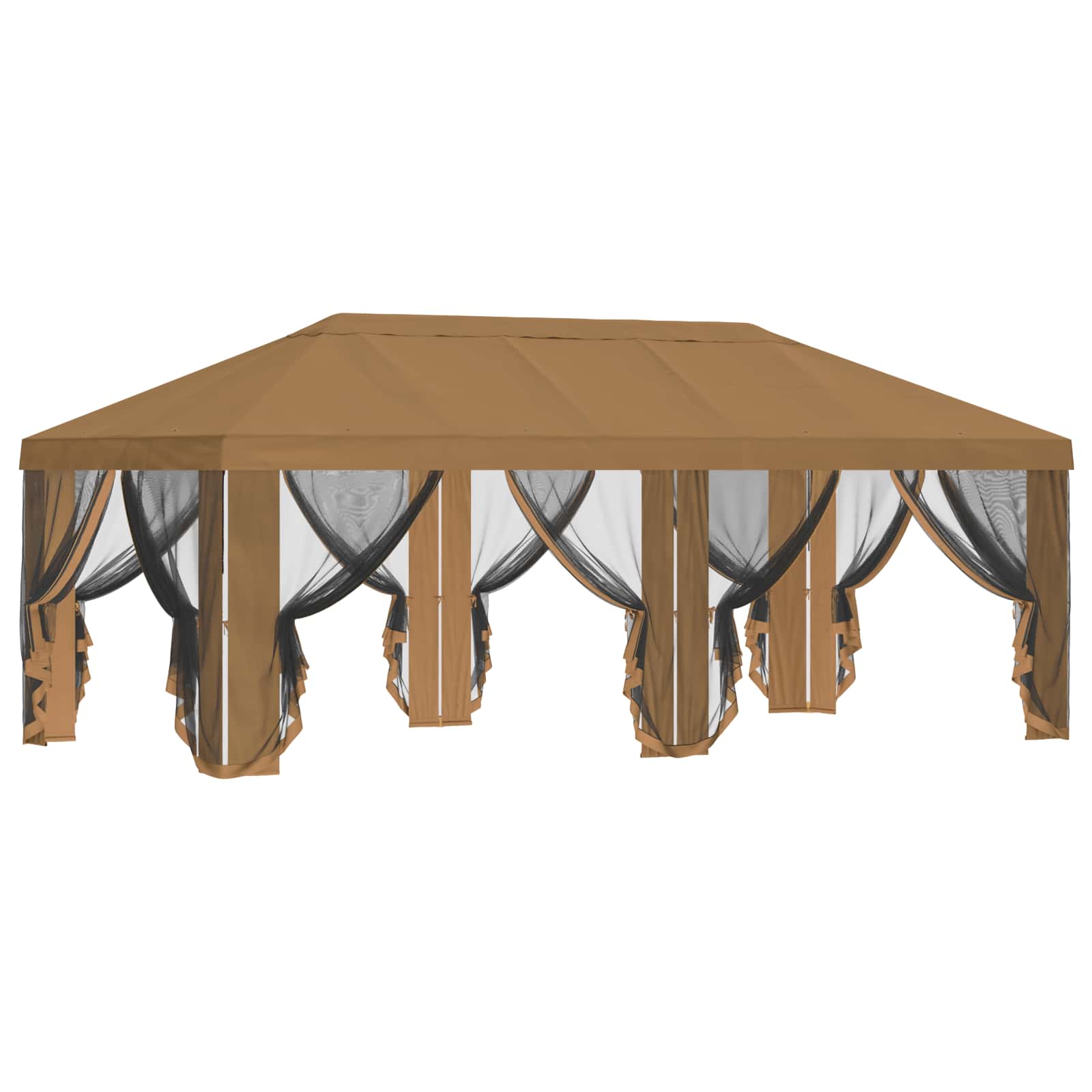 Gazebo Hoes met Zijwanden Beige 600,5 x 300,5 cm Polyester