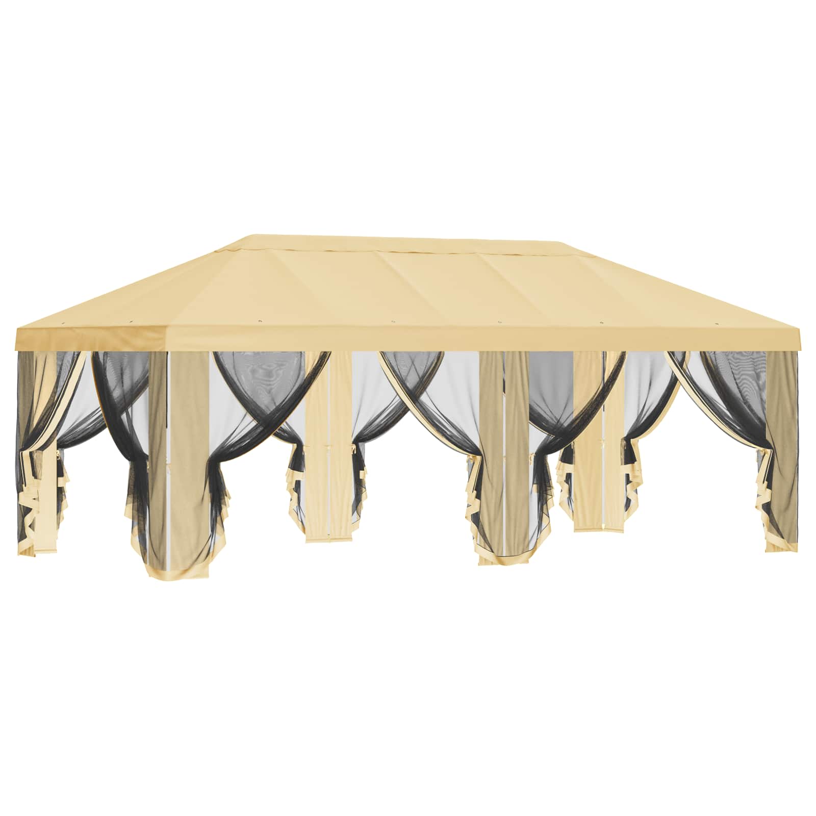 Gazebo Hoes met Zijwanden Crèmekleurig 600,5 x 300,5 cm