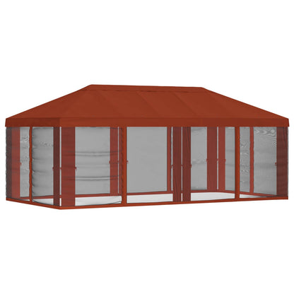 Gazebo Hoes met Zijwanden Terracotta 600,5 x 300,5 cm Polyester