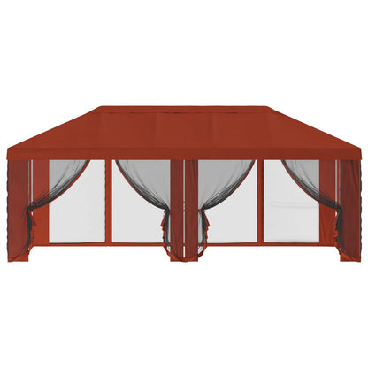 Gazebo Hoes met Zijwanden Terracotta 600,5 x 300,5 cm Polyester