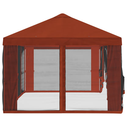 Gazebo Hoes met Zijwanden Terracotta 600,5 x 300,5 cm Polyester