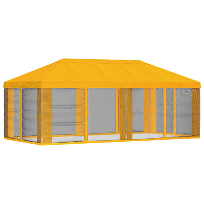 Gazebo Hoes met Zijwanden Geel 600,5 x 300,5 cm Polyester