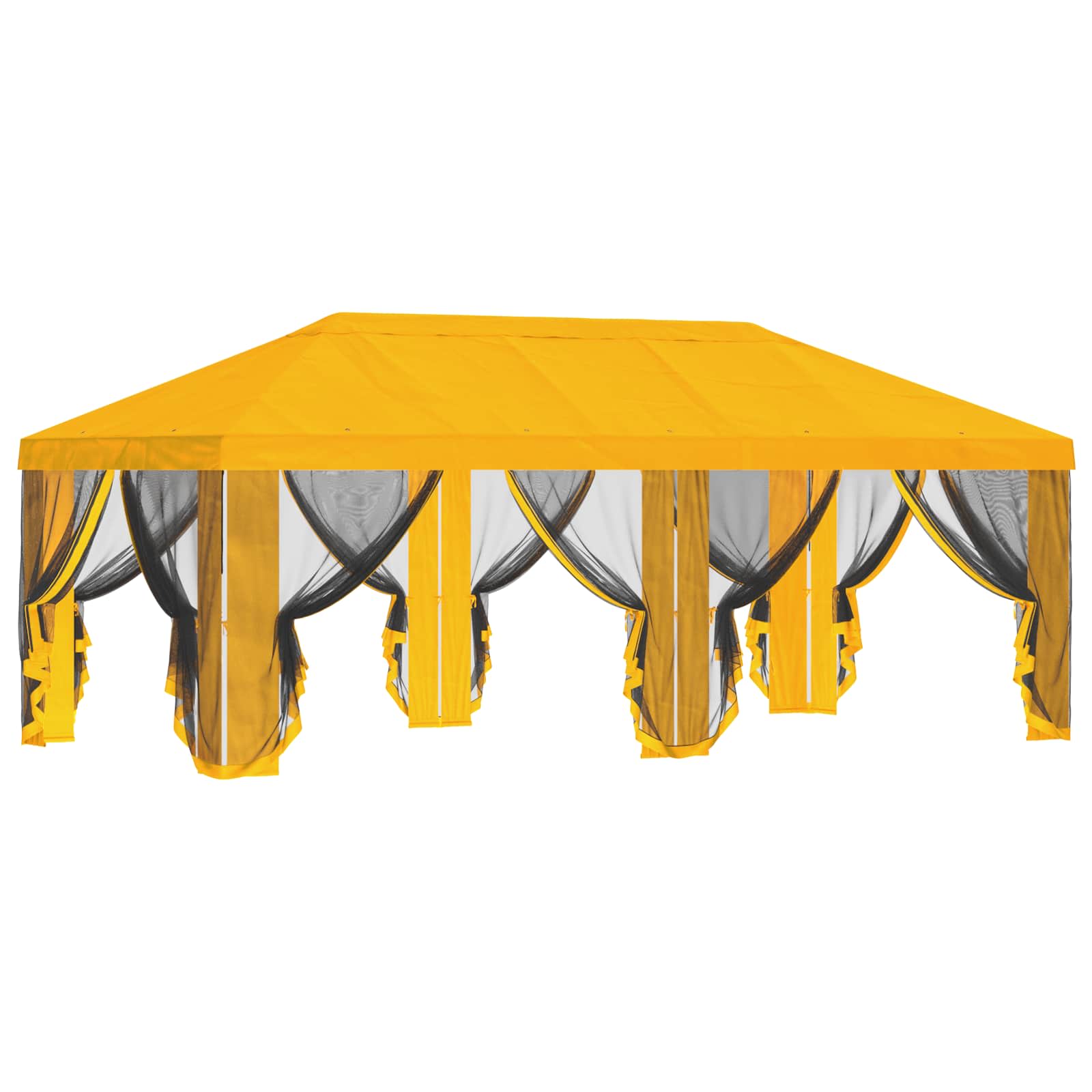 Gazebo Hoes met Zijwanden Geel 600,5 x 300,5 cm Polyester