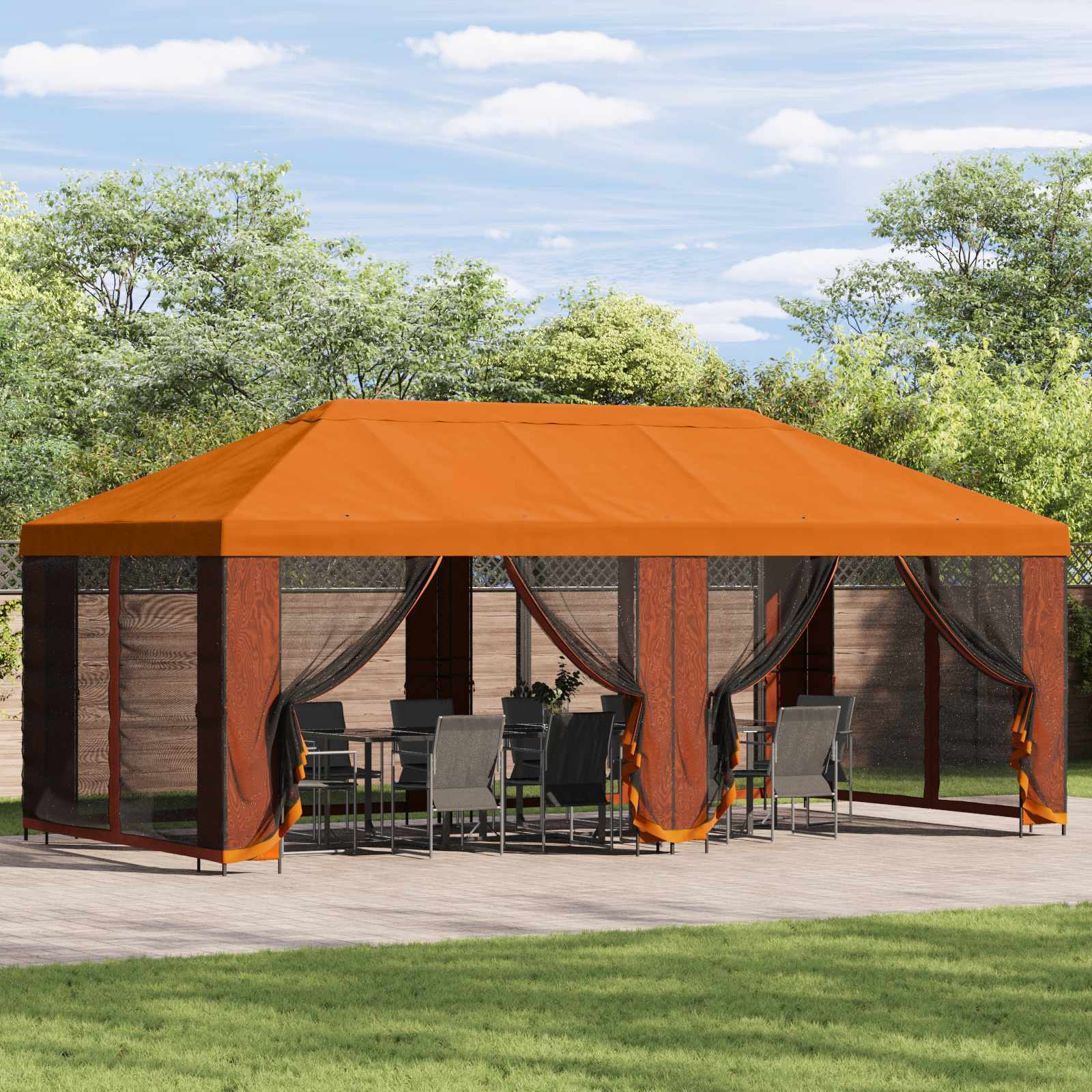 Gazebo Hoes met Zijwanden Oranje 600,5 x 300,5 cm Polyester