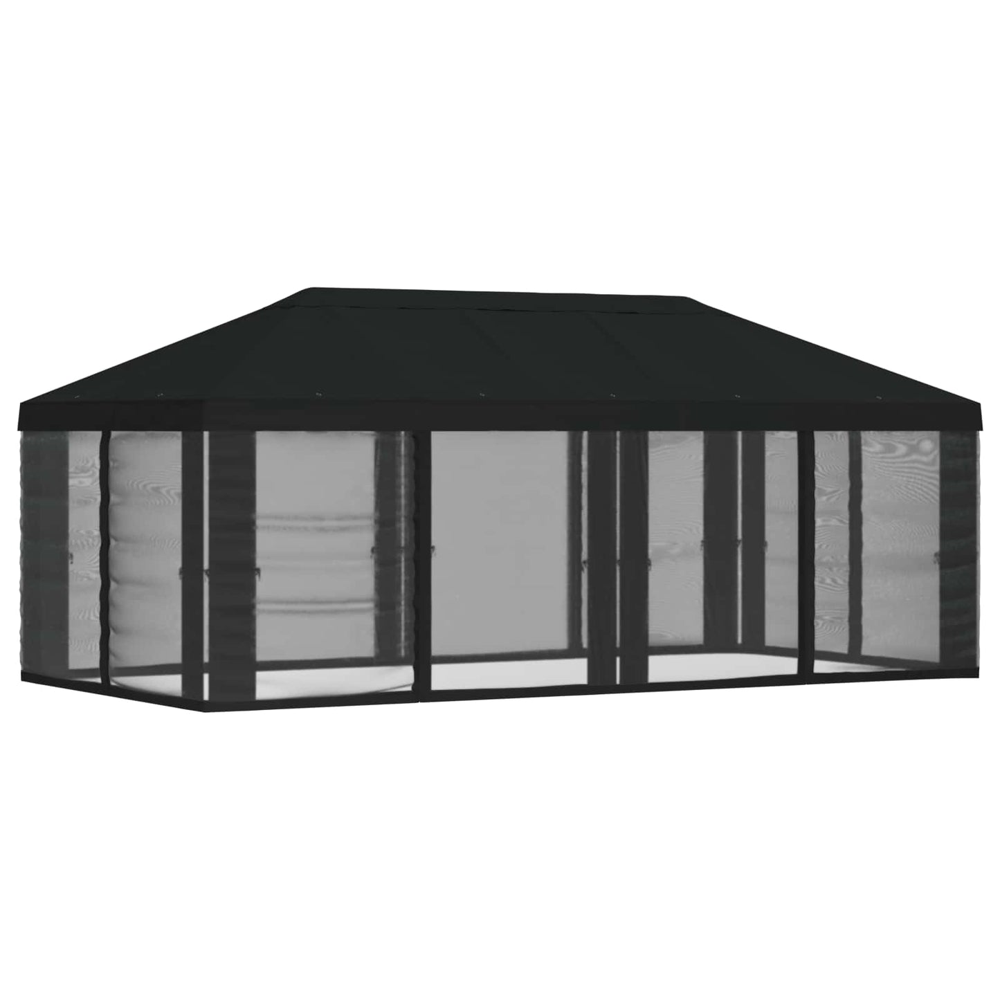 Gazebo Hoes met Zijwanden Zwart 600,5 x 300,5 cm Polyester