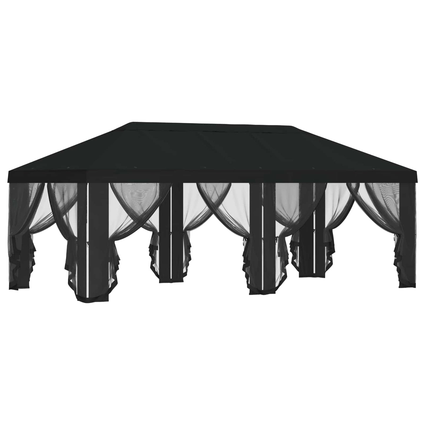 Gazebo Hoes met Zijwanden Zwart 600,5 x 300,5 cm Polyester