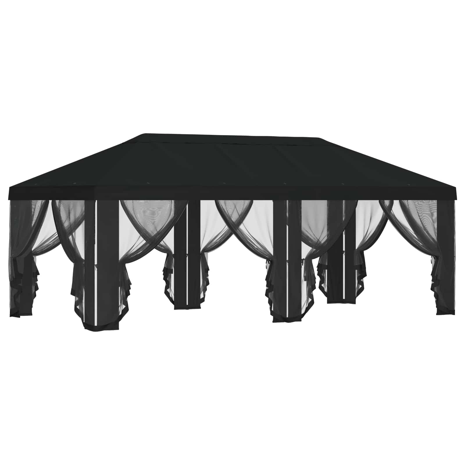 Gazebo Hoes met Zijwanden Zwart 600,5 x 300,5 cm Polyester