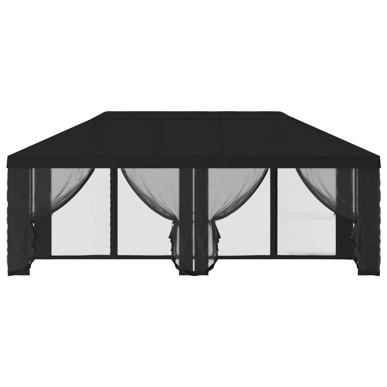 Gazebo Hoes met Zijwanden Zwart 600,5 x 300,5 cm Polyester