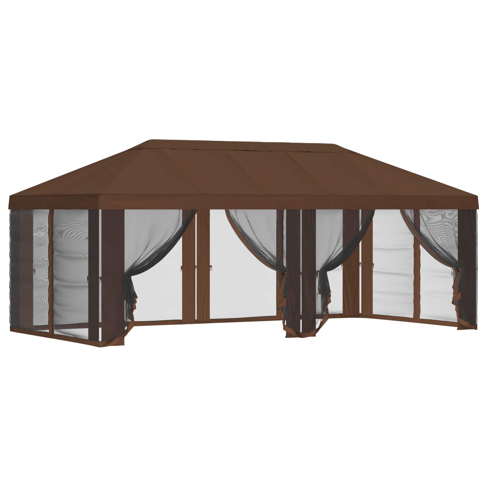 Gazebo Hoes met Zijwanden Bruin 600,5 x 300,5 cm Polyester