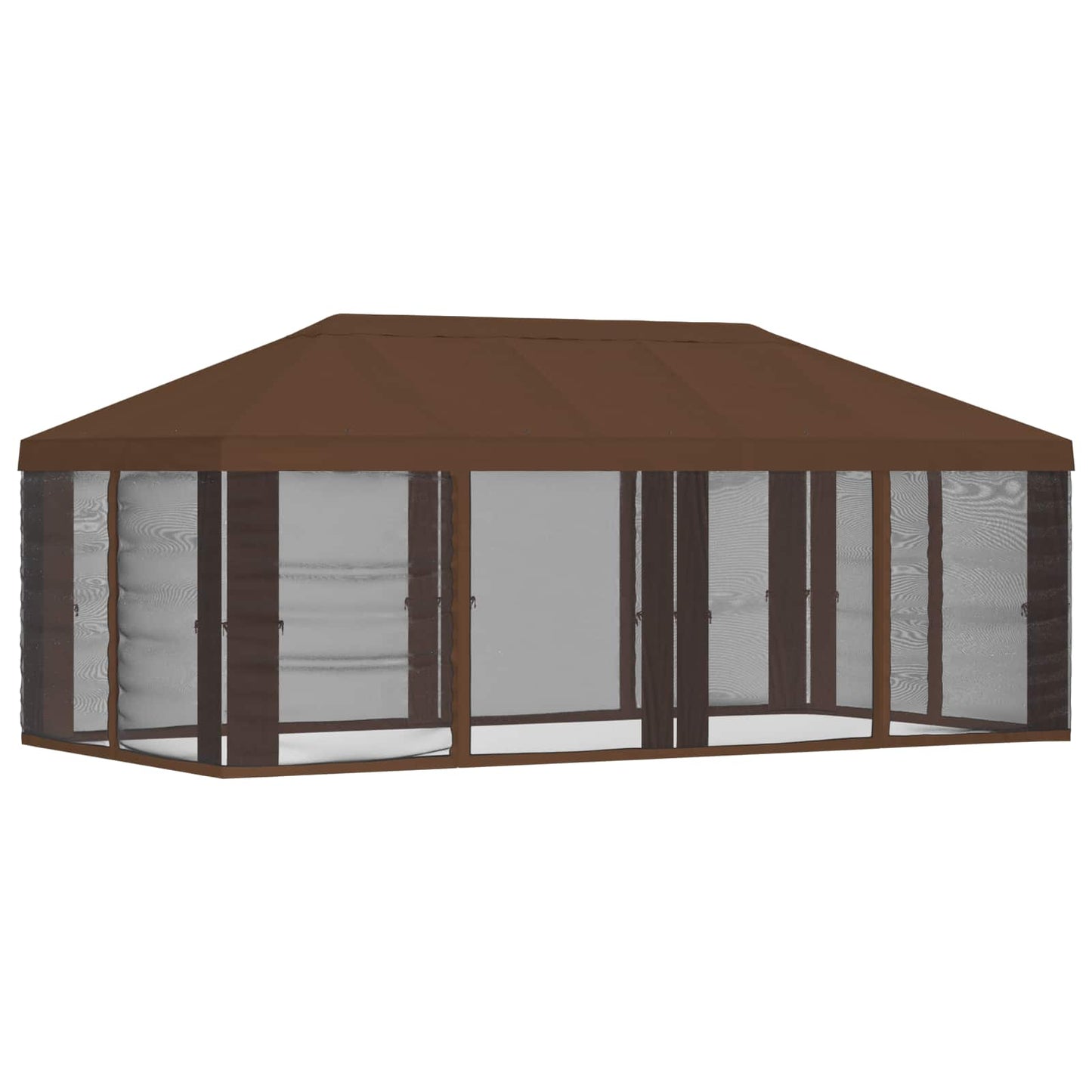 Gazebo Hoes met Zijwanden Bruin 600,5 x 300,5 cm Polyester