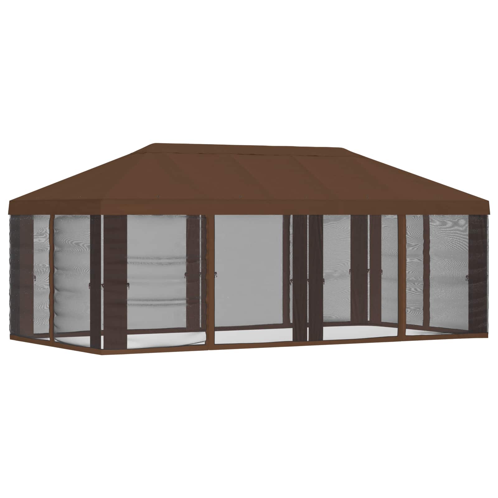 Gazebo Hoes met Zijwanden Bruin 600,5 x 300,5 cm Polyester