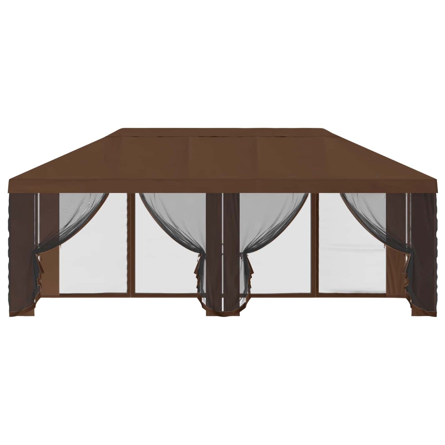 Gazebo Hoes met Zijwanden Bruin 600,5 x 300,5 cm Polyester